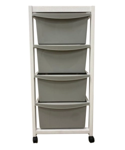 CARRELLO "MILLENIUM" BIANCO E TORTORA IN LEGNO E PLASTICA, 36,5X37,5X82 CM